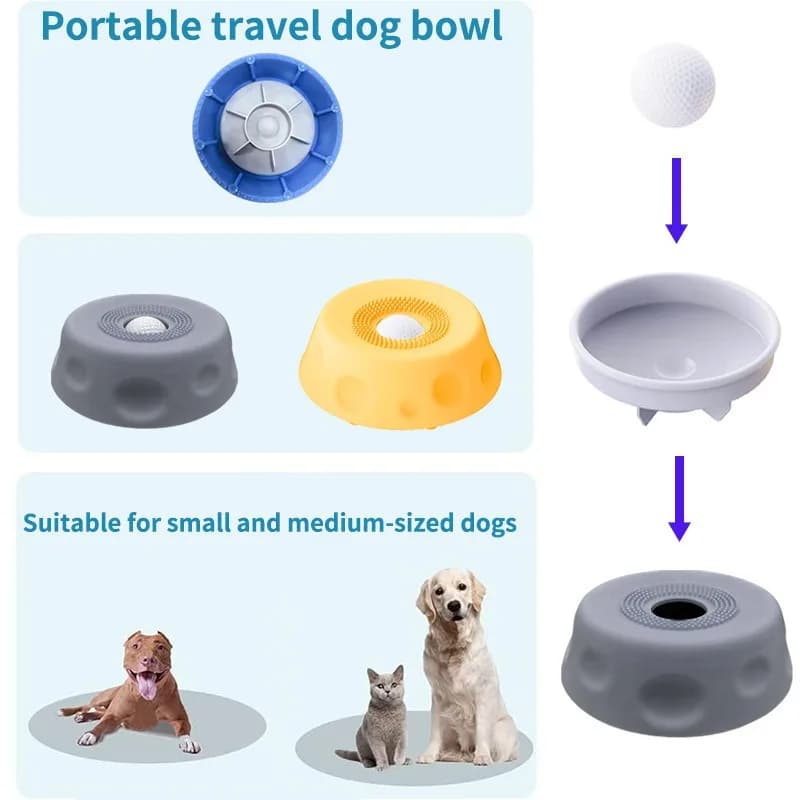 Cat and Dog Slow Food Dish with Anti Slip Bottom and Built-in Fun Ball, Pet Licking Bowl, Liquid Slow Dog Bowls