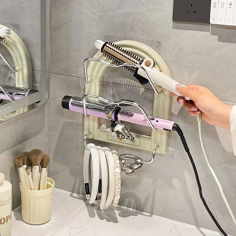Simple wall holder for hair dryer, iron curler holder, bathroom organizer, storage shelf, bathroom accessories