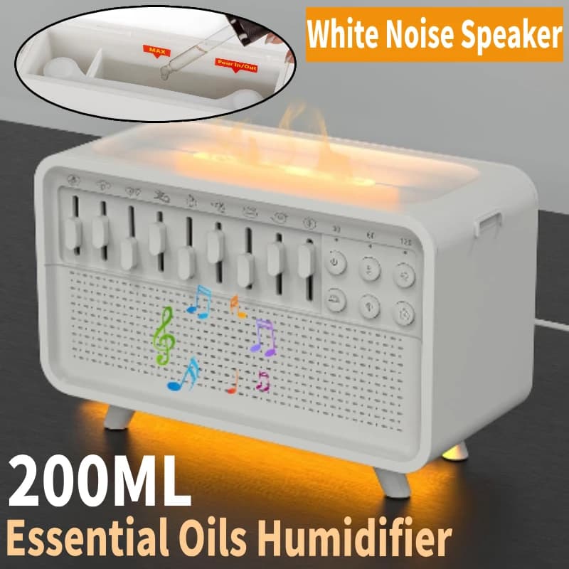 Altoparlante per ausilio al sonno intelligente Altoparlante Bluetooth portatile Macchina per il suono del sonno Rumore bianco Aiuto per il sonno Luce notturna Umidificatore per oli essenziali