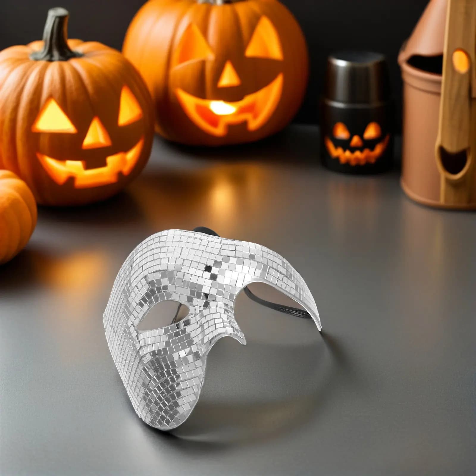 Ball mask in Semi-transparent Mirror Mask, Reflective with Glitter for Festival, Carnival, Halloween, Women's Costume Accessories
