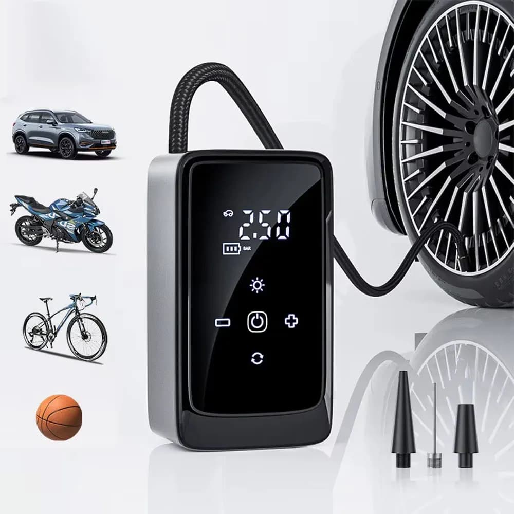 Pompa per bici portatile 140PSI Gonfiatore per pneumatici wireless intelligente per biciclette, palline, motocicli e auto