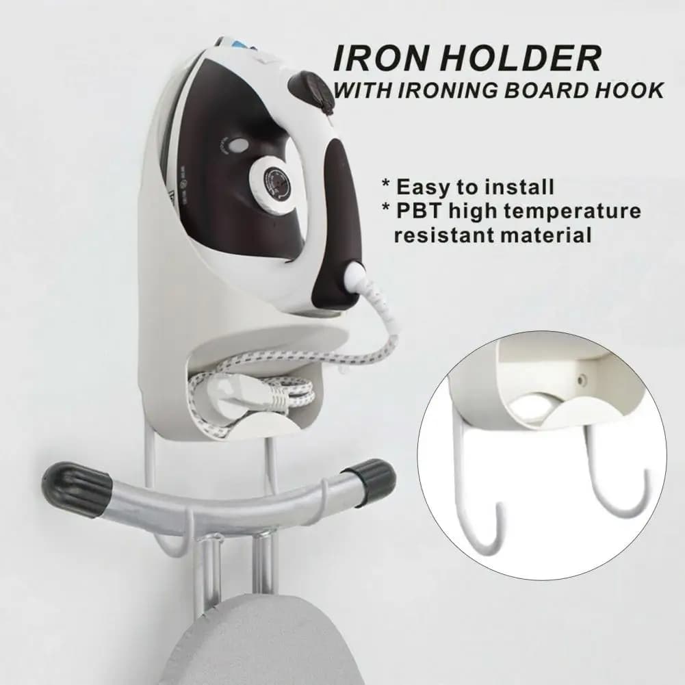 Durable Ironing Board Organizer Ironing Board Holder Wall Mount Iron Board Hanger Heat Resistant Electric Iron for Laundry