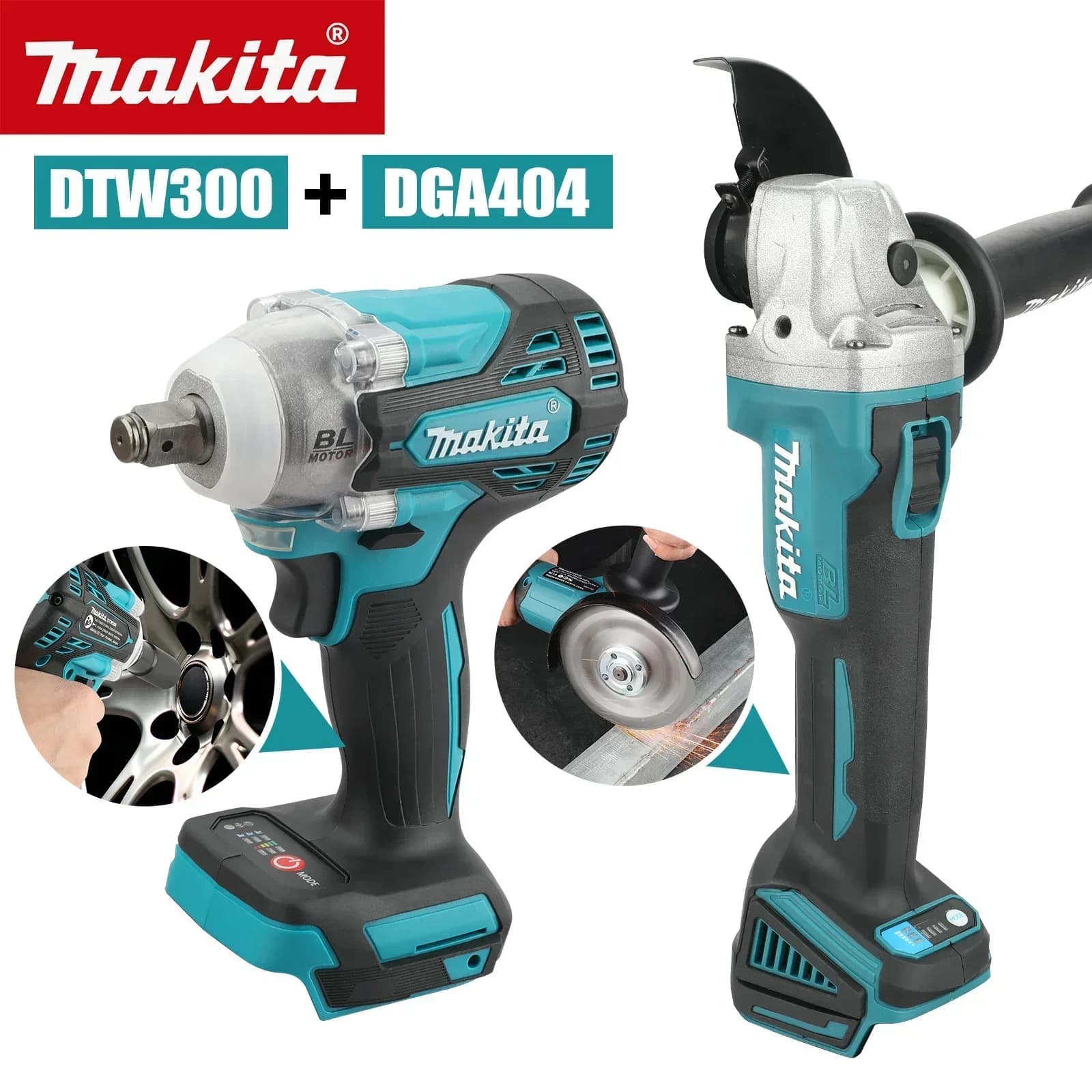 Kit Combo Makita 18V 2026 DTW300 DGA404 | Avvitatore a impulsi da 580 Nm e smerigliatrice angolare da 680 W 125 mm per lavori di riparazione professionali