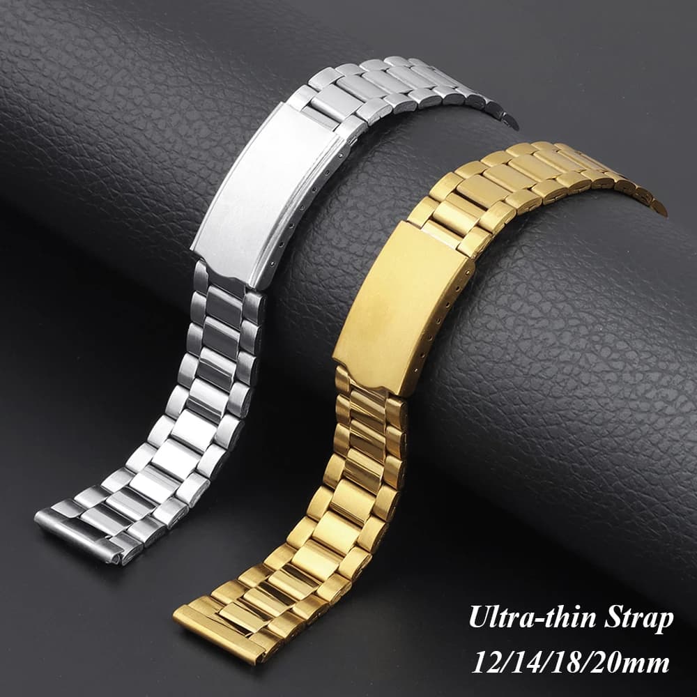 Cinturino per orologio in acciaio inossidabile con fibbia pieghevole per donna Uomo Bracciale per orologio Accessori per cintura 12mm 14mm 18mm 20mm Cinturino universale