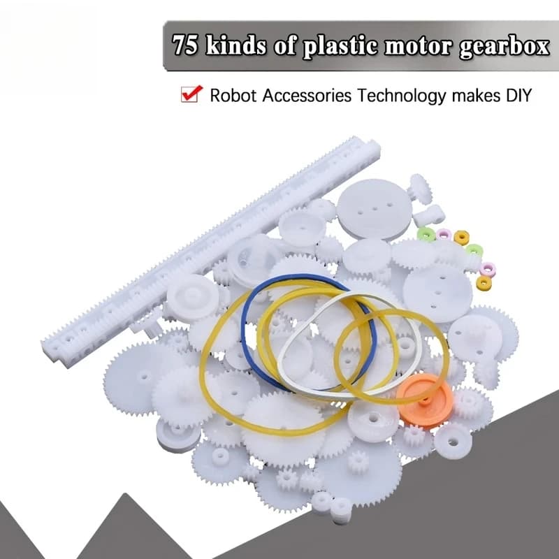 75 pz/lotto Ingranaggio di Plastica, Rack, Puleggia, Cinghia, Ingranaggio a vite senza fine, Single-e Double-gear, 8-56 Denti per arduino Kit Fai Da Te