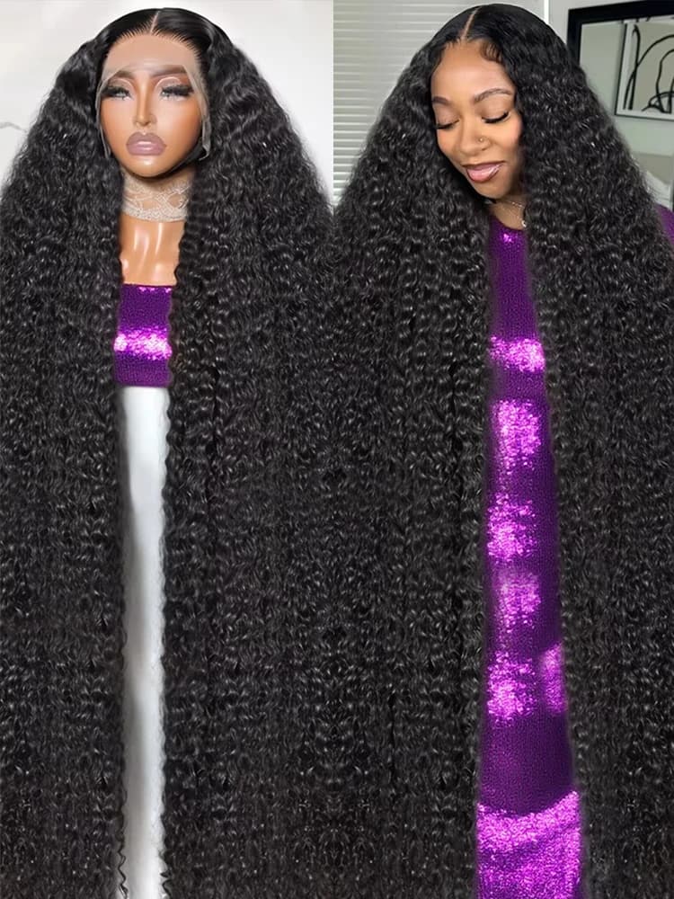 40 46 Inch Deep Wave 13x6 HD Transparent Lace Front Human Hair Wigs 13x4 Water Curly Wave Lace Front Wigs For Women 300% Density