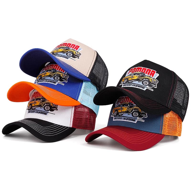 2025 Nuovo cappello a rete personalizzato POMNNA Cappello da camion da uomo per auto Cappello da ballo di strada Cappello hip-hop Cappello da baseball per la vita quotidiana delle donne