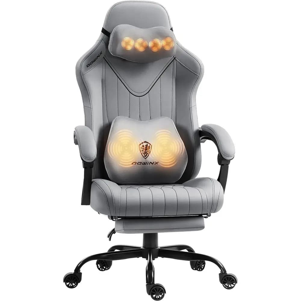 Poltrona Ergonomica Reclinabile con Massaggio Shiatsu e Supporto Lombare per Gaming e Ufficio (Grigio)