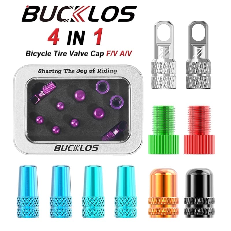 BUCKLOS Adattatore valvola F/V a A/V Convertitore in lega di alluminio Valvole Presta a valvole Schrader Tappo valvola durevole per pneumatici per bicicletta