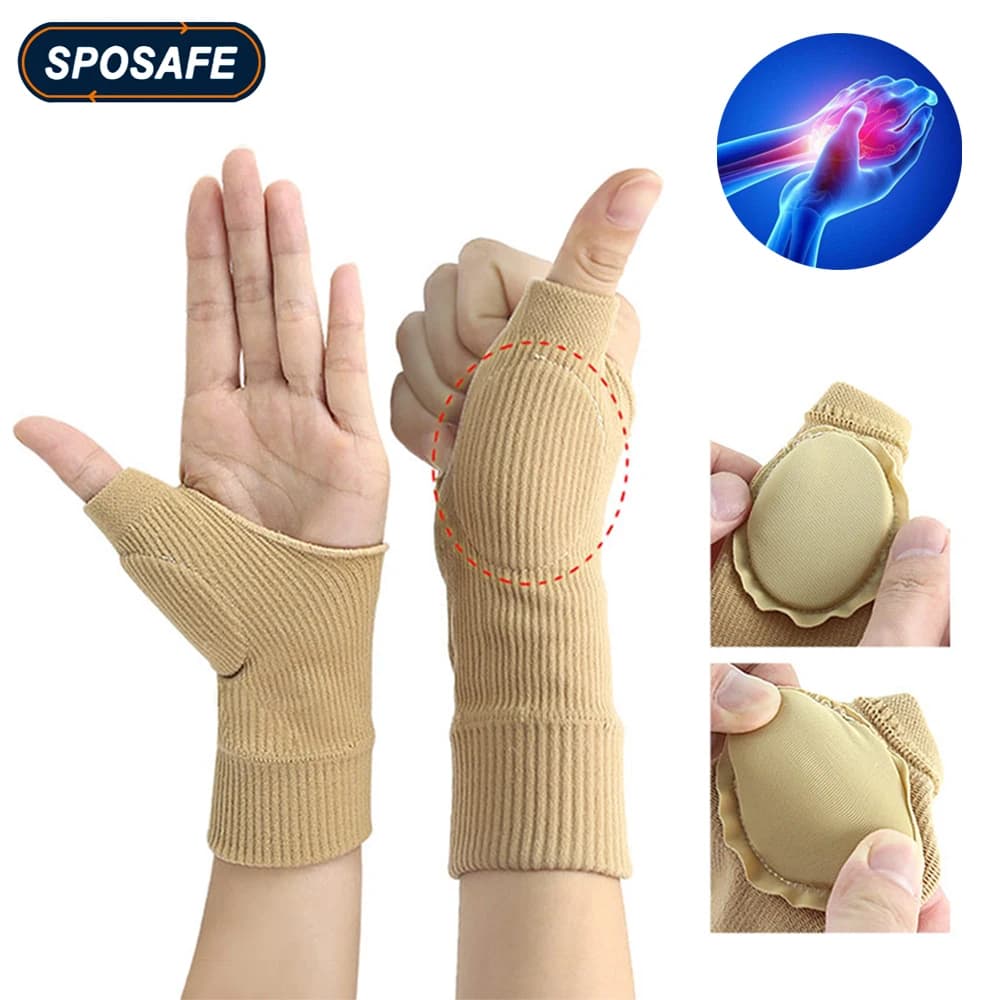 1 paio di guanti sportivi per il supporto del polso a compressione dello stabilizzatore del tutore del pollice del polso della mano per alleviare la distorsione, l'artrite, la tenosidovite
