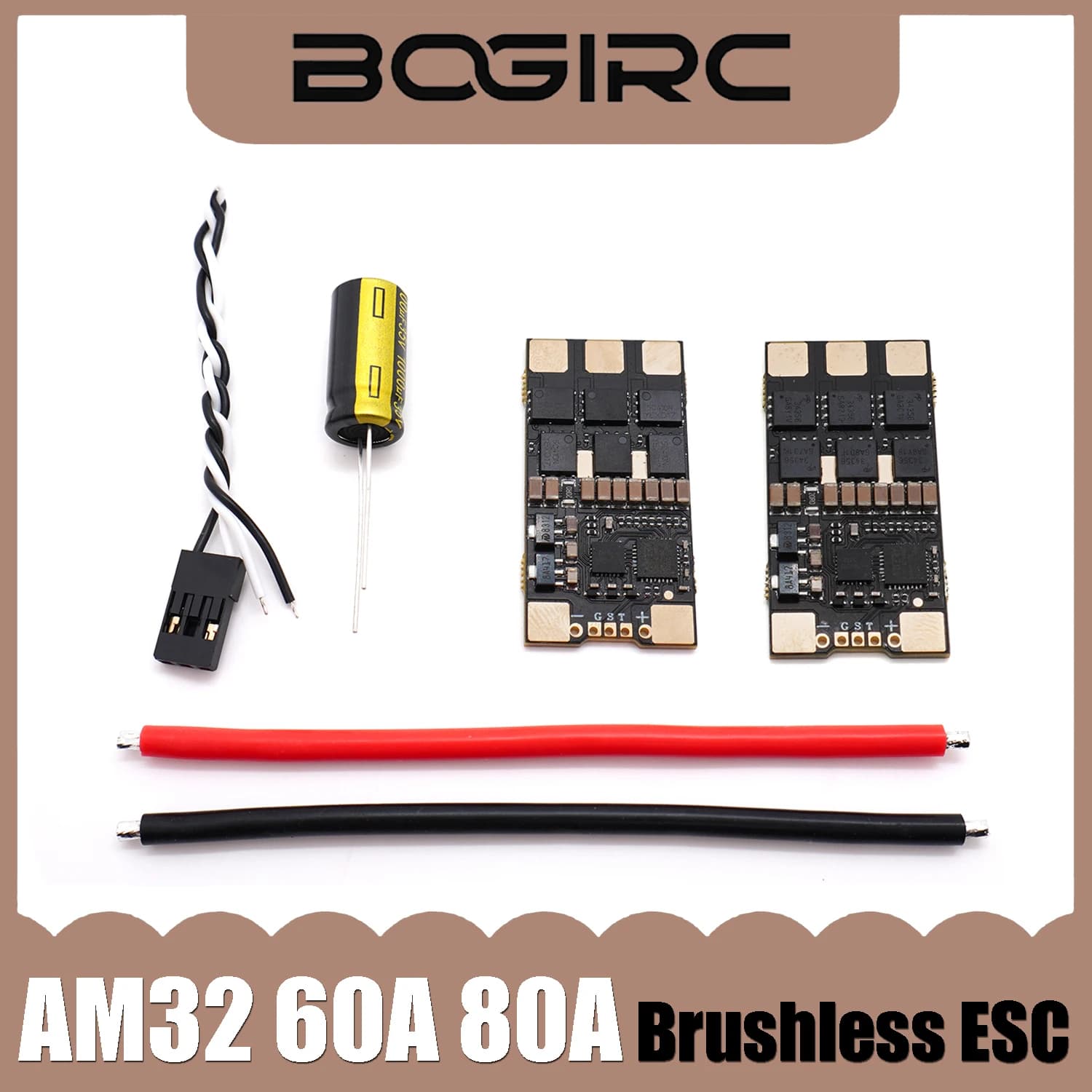 BOGIRC ESC Brushless 60A/80A AM32 32BIT 3-8S DSHOT600/Multishot/PWM per Aeromobili RC FPV ad Ala Fissa e Droni da Corsa - Accessorio per Modellismo
