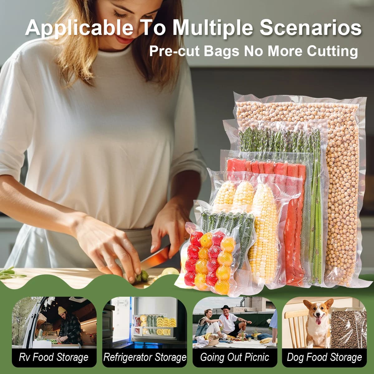 100 pcs/Lot Food Vacuum Kitchen Bags Vacuum Sealer Machine Packing Machine Food Storage Bag Kitchen Accessories without BPA