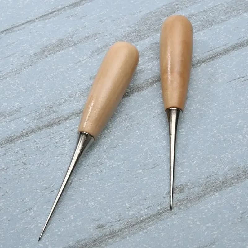 2/3Pcs/Pack Leather Sewing Awl with Wooden Handle Stitcher Needle Kit Tool Accessories for Leather Craft Sewing Work