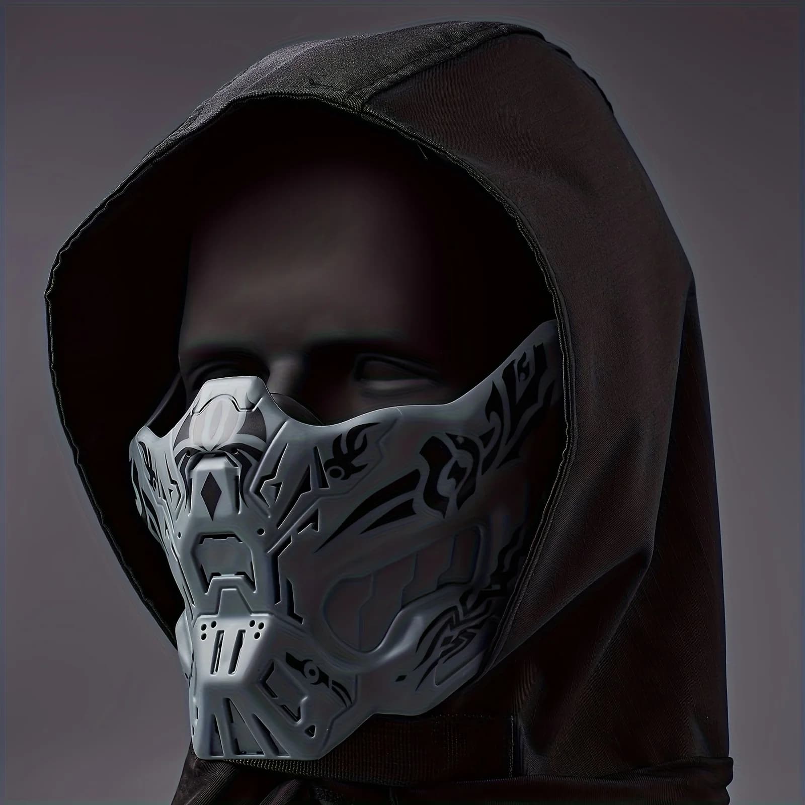Futuristic Cyberpunk Mask, Cosplay & Photography Accessories, Breathable Face Cover for Men, Halloween Accessories and Musical Festivals