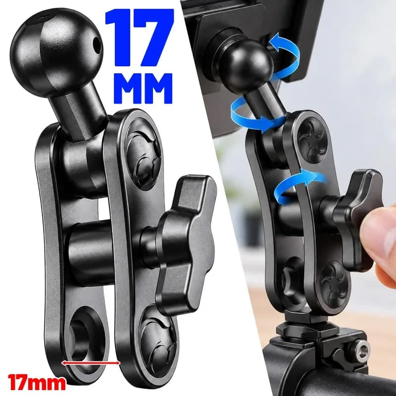 Alloy Car Phone Holder Extension Arm 17mm Universal Ball Head Adapter Anti Shake Swivel Joint for Dashboard Suction Cup Stand