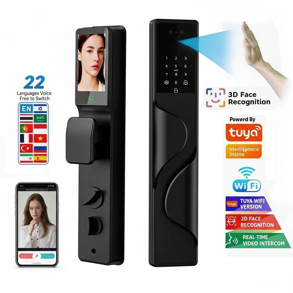 Tuya Smart Lock Camera Fingerprint Lock WiFi for App Unlock Remote Unlock Temporary Password Aluminum Alloy Door