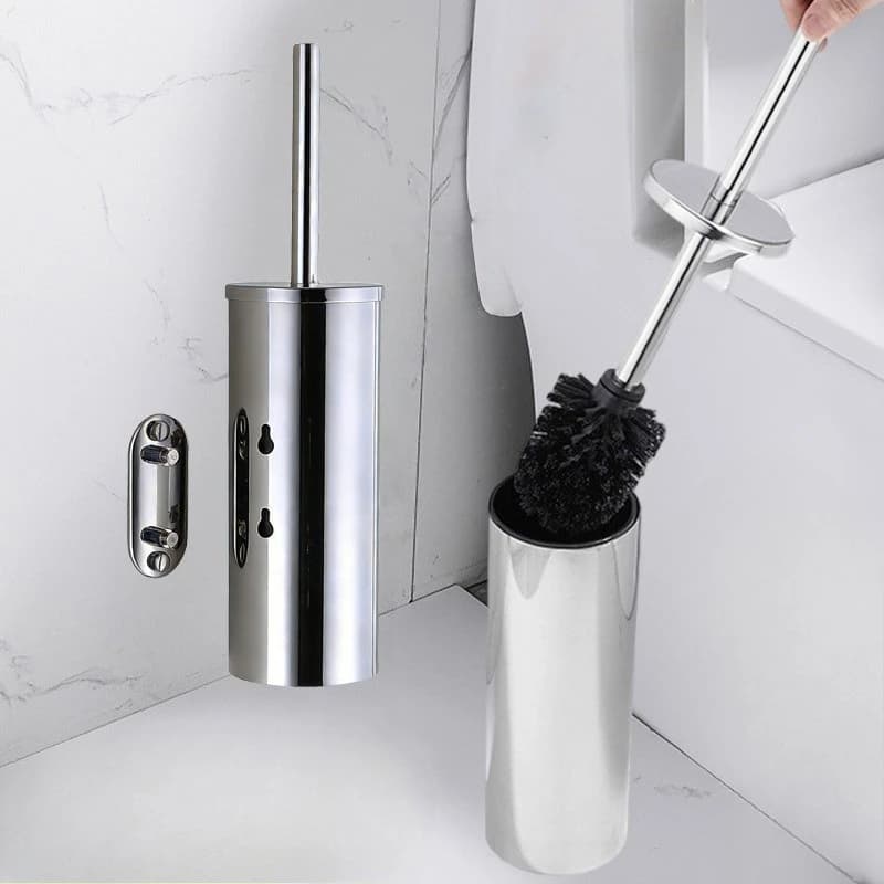 Spazzola per WC in Acciaio Inossidabile, Nuova Spazzola a Tubo Lungo da Parete, Semplice e Versatile per Pulizia a Pavimento