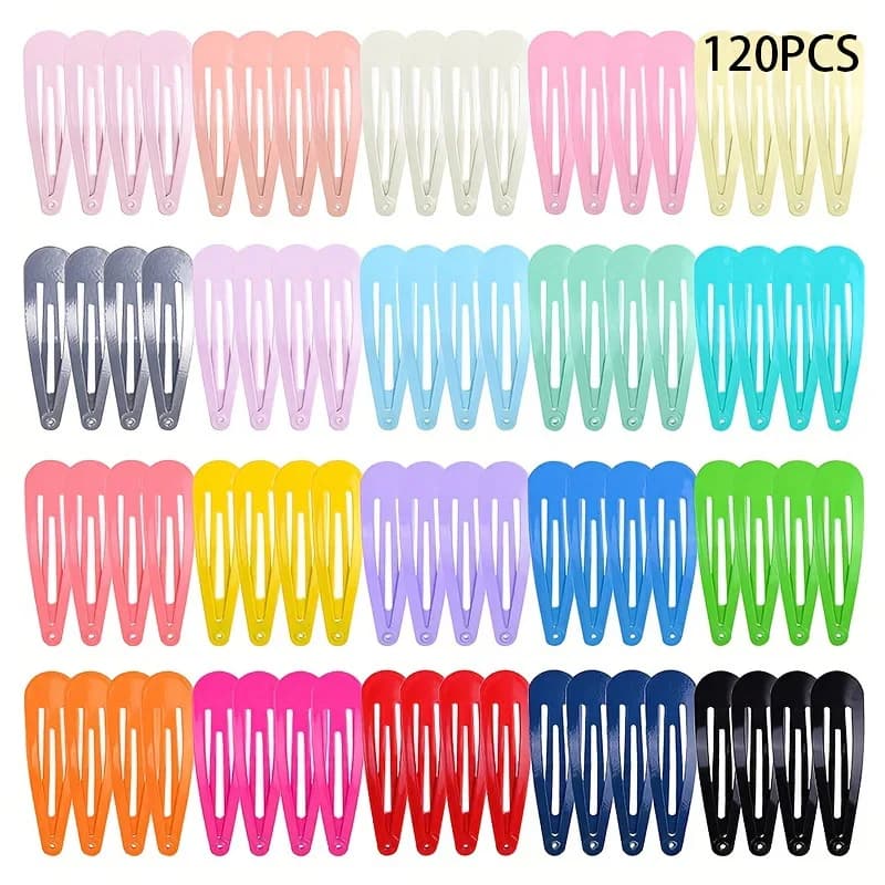 120PCS Colorful Glossy Hair Clips Baking Lacquer Water Drops BB Clips Children Baby Broken Hair Bangs Clips Hair Cards Hair Acce
