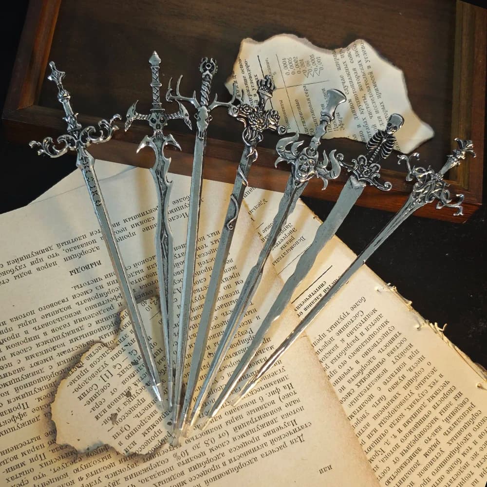 1pc Sword for metal gothic style with multiple shapes Skeleton Knight Magic Elements Retro Punk Accessories for hot selling hair