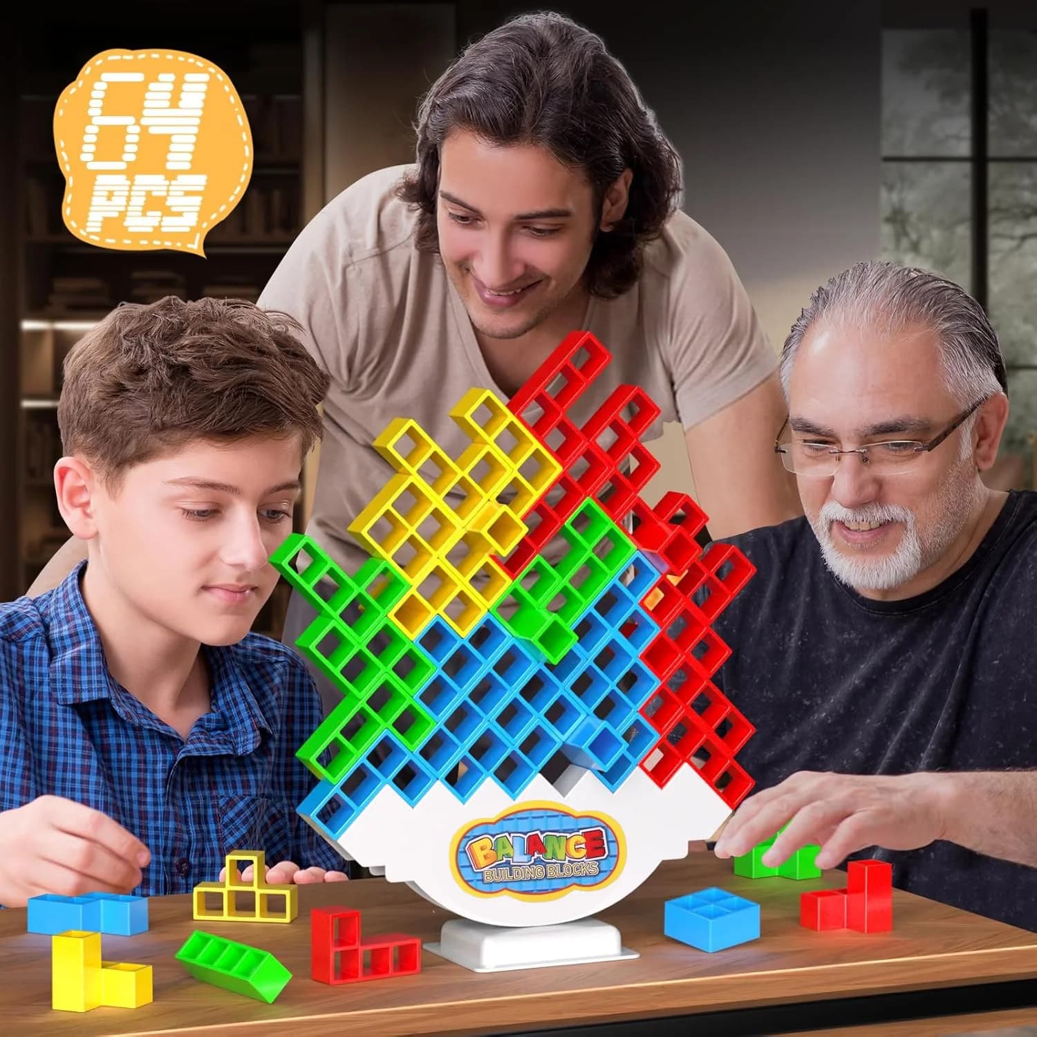 Gioco di Equilibrio Tetra Tower con Blocchi Impilabili, Giochi da Tavolo per Famiglie, Feste, Viaggi, Bambini e Adulti, Gioco di Costruzione di Squadre