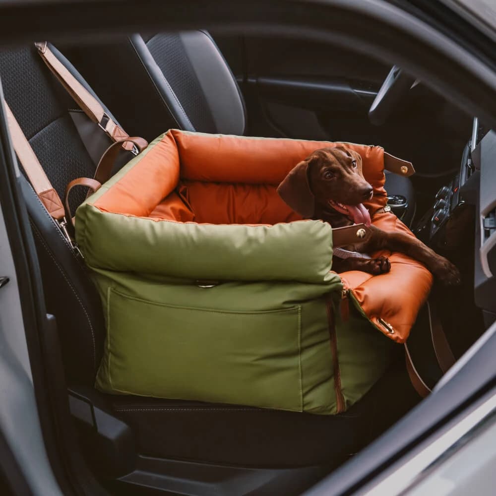 Tornio per gita per animali domestici Seggiolino per auto per cani in ecopelle di lusso/Lettino per auto per gatti/Lettino rialzato Seggiolino per auto per animali domestici Sedile da viaggio per cani e gatti