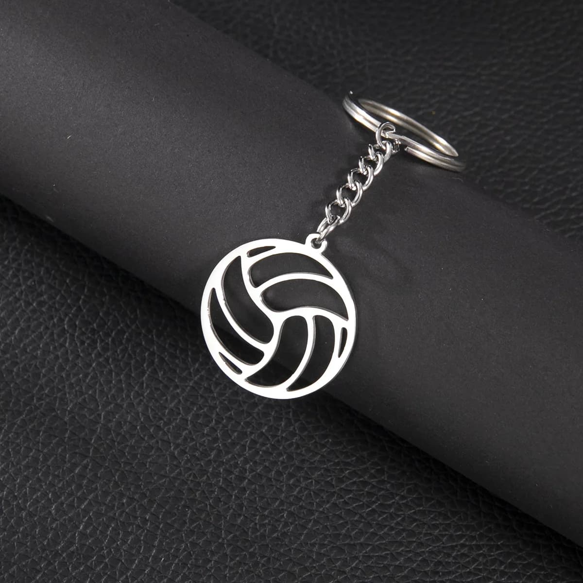 Portachiavi con ciondolo da pallavolo carino alla moda, portachiavi con ciondolo in metallo color argento, portachiavi da donna e da uomo