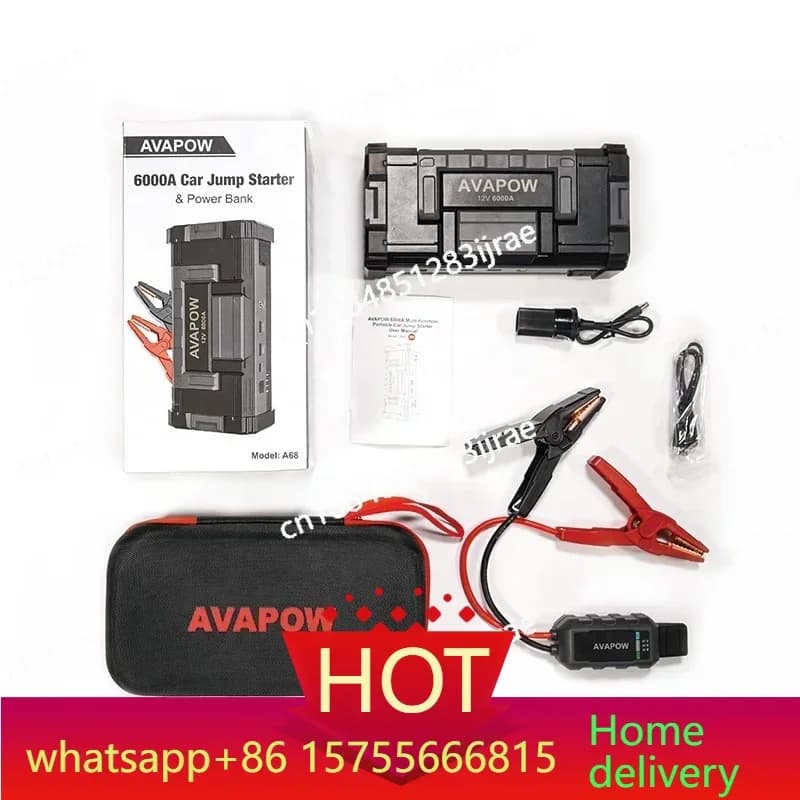 Avviatore di Emergenza per Auto A68 6000A 24000mAh, Batteria di Avviamento 12V, Booster per Batteria, Avviatore di Emergenza