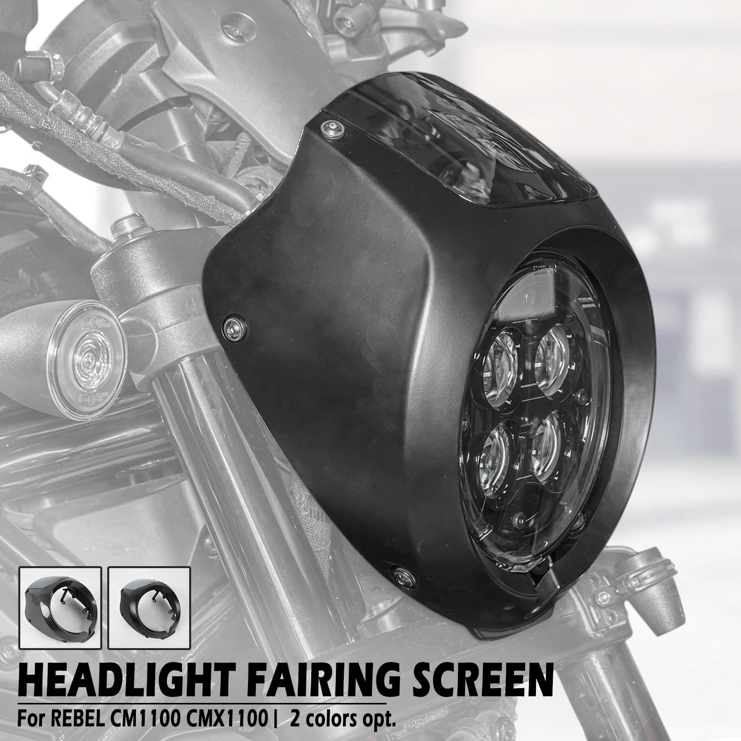 Anterior Cupolino Faro Moto for Honda REBEL CM1100 CMX1100 2021-2026 Cafe Racer in Plastic ABS with Windscreen
