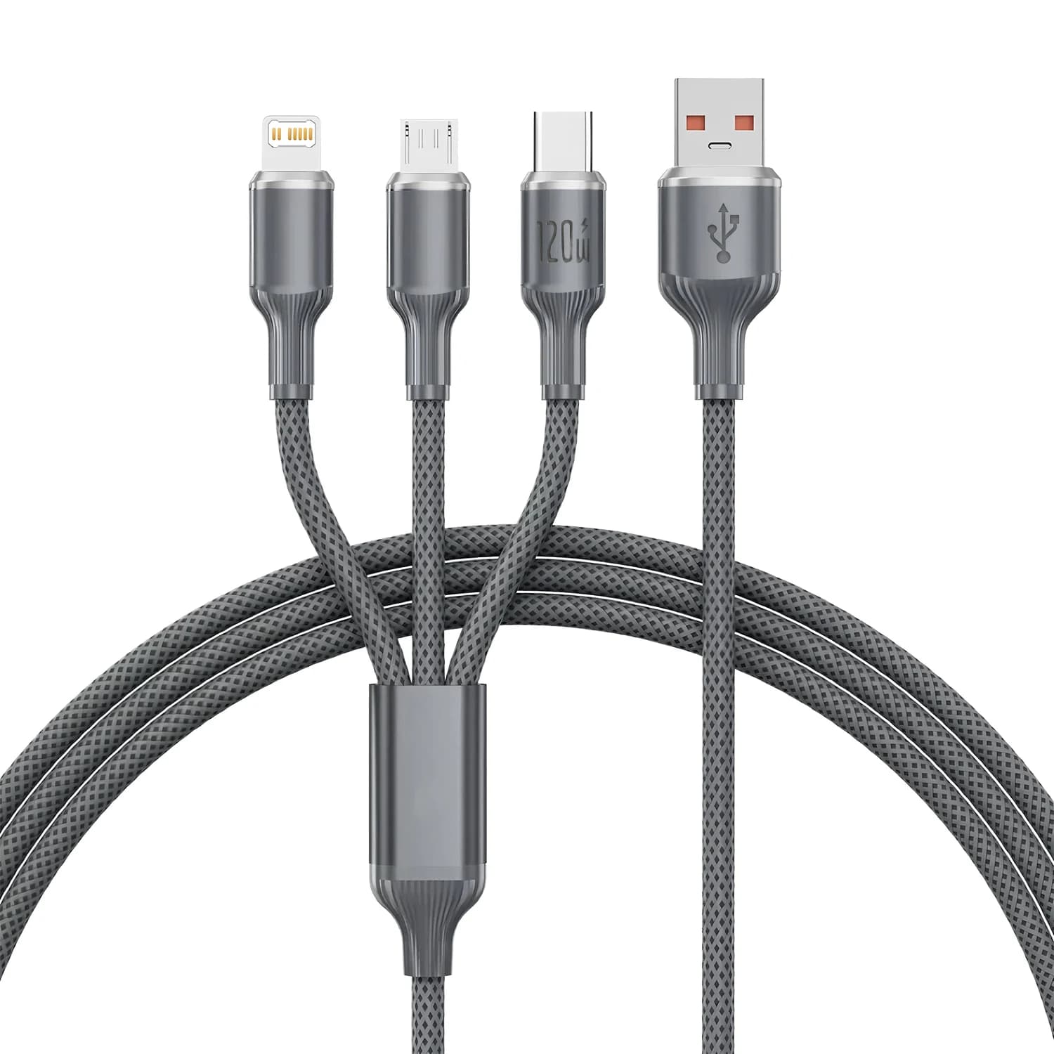 ​ ​ Cavo di ricarica da 120 W 3 pollici - 1: compatibile con iPhone 14/13/12, Xiaomi e altro, tipo C, porte Micro USB e iOS ​ ​