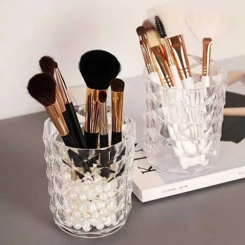 Contenitore porta pennelli trucco con motivo a rombi, porta penne, porta pennelli, porta matite per sopracciglia da tavolo, scatola porta pennelli ombretto