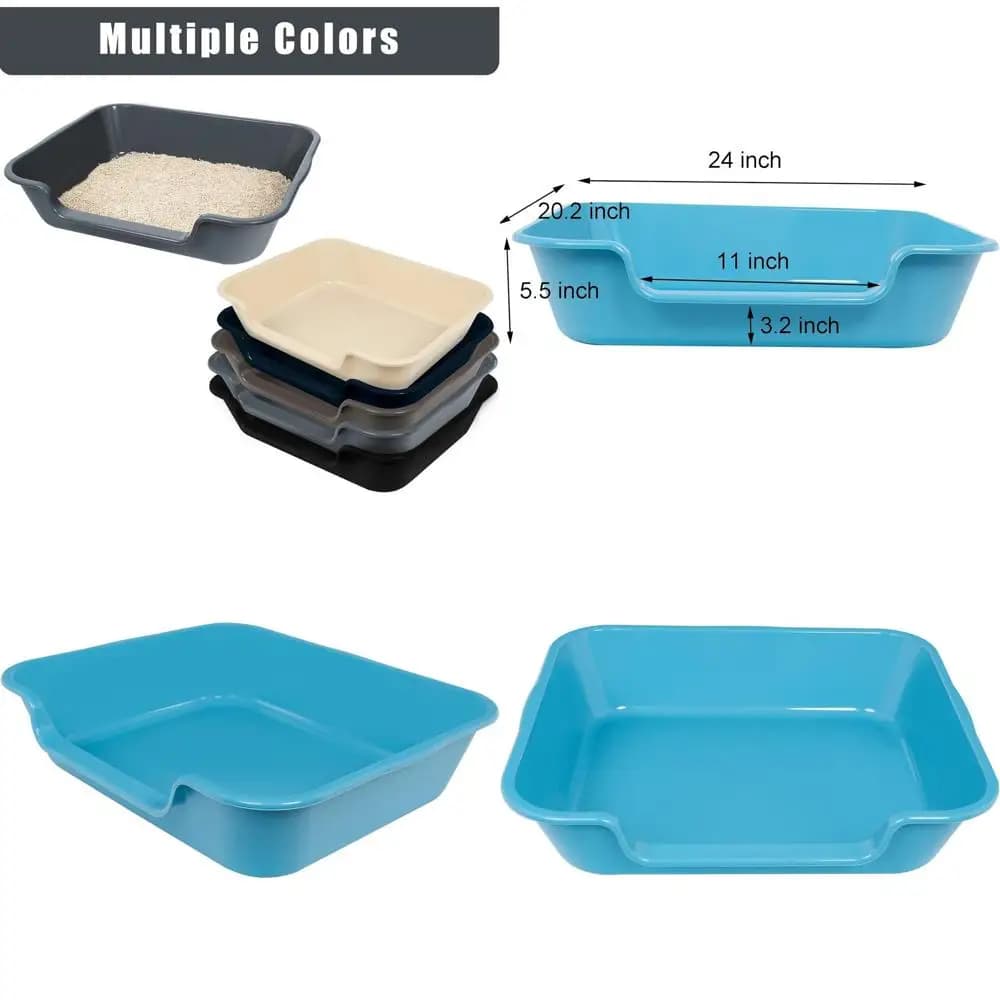 Lettiera per gatti Jumbo in ABS, bassa per gatti anziani o di taglia grande, 24L x 20W Grigia