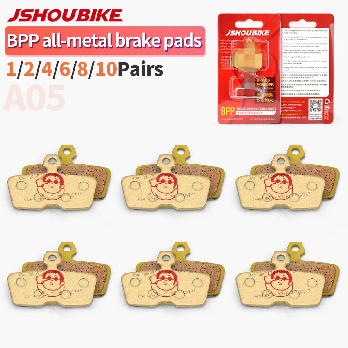 JSHOUBIKE BPP pastiglie freno a disco idraulico per bicicletta interamente in metallo Polvere di ottone per SRAM CODE, CODE R, CODE RSC SRAM Codice AVID