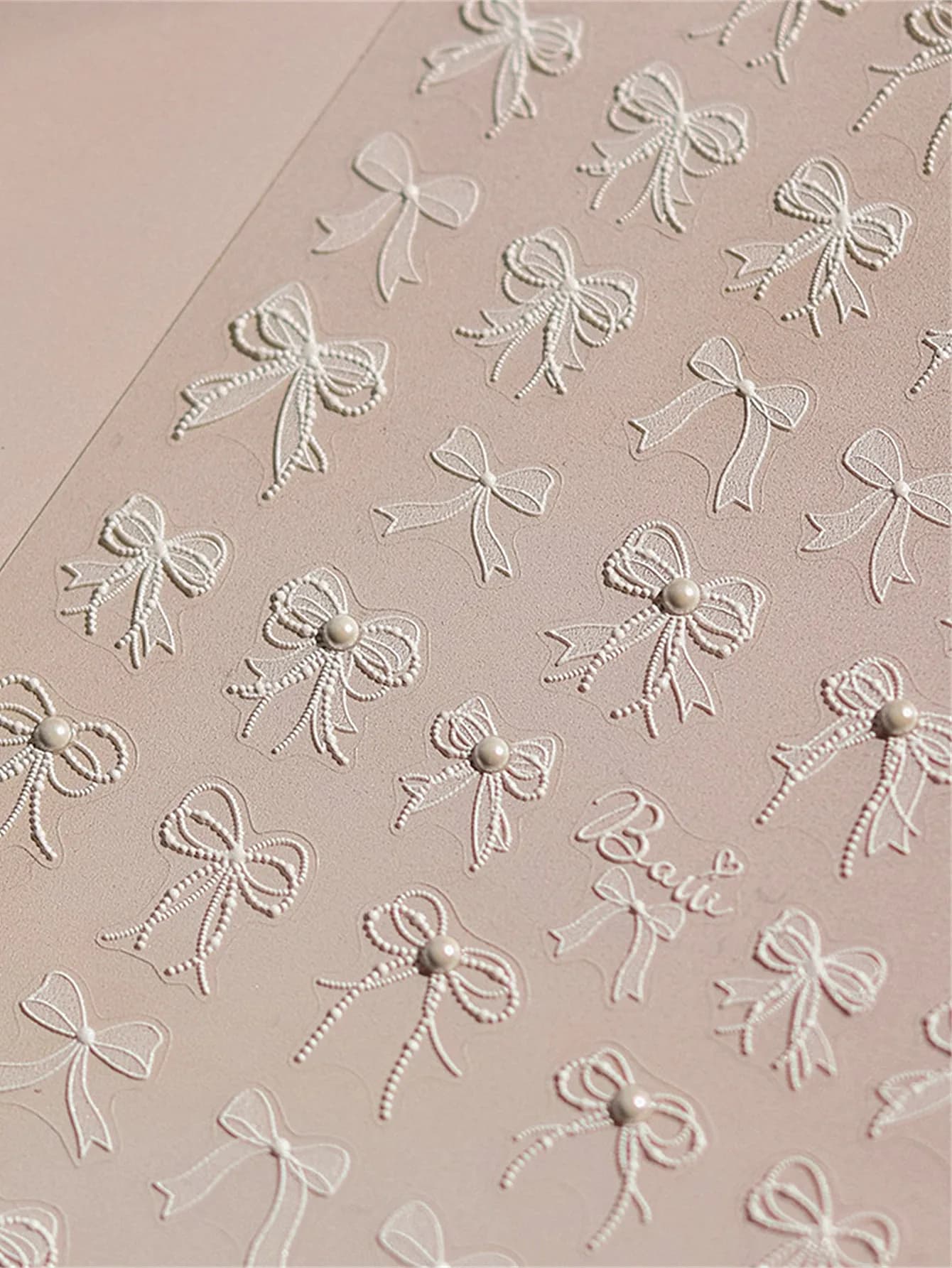 1PCS 5D Nail Art Stickers White Series Lace Bow And Shell Light High Quality Manicure Nail Stickers Decals