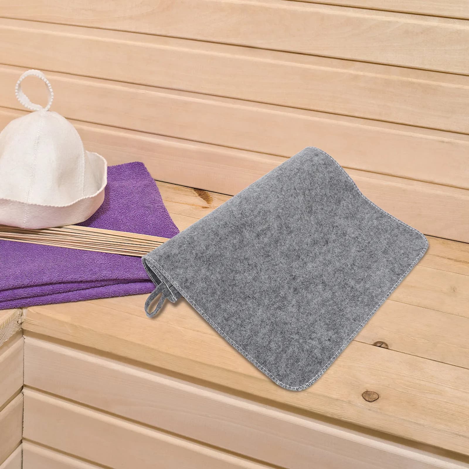 2 Pcs Bath Seat Pad Floor Mat Mats Grey Sauna Cushion for Bench Cover Felt Durable