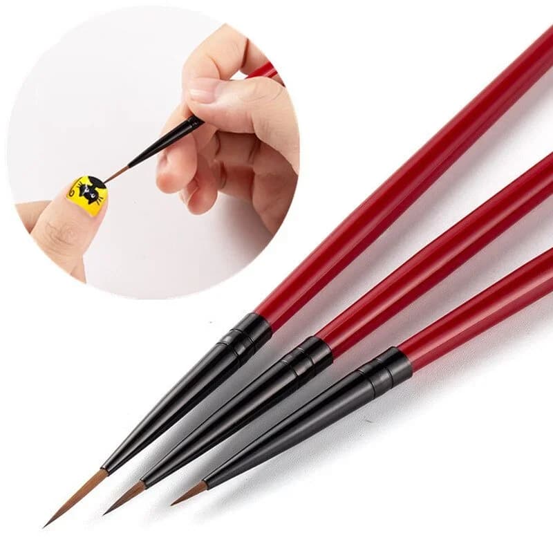 Set di 6 Pennelli per Nail Art, Pennelli Sottili per Disegni a Righe, Strumenti per Manicure con Gel UV, 5/7/11mm