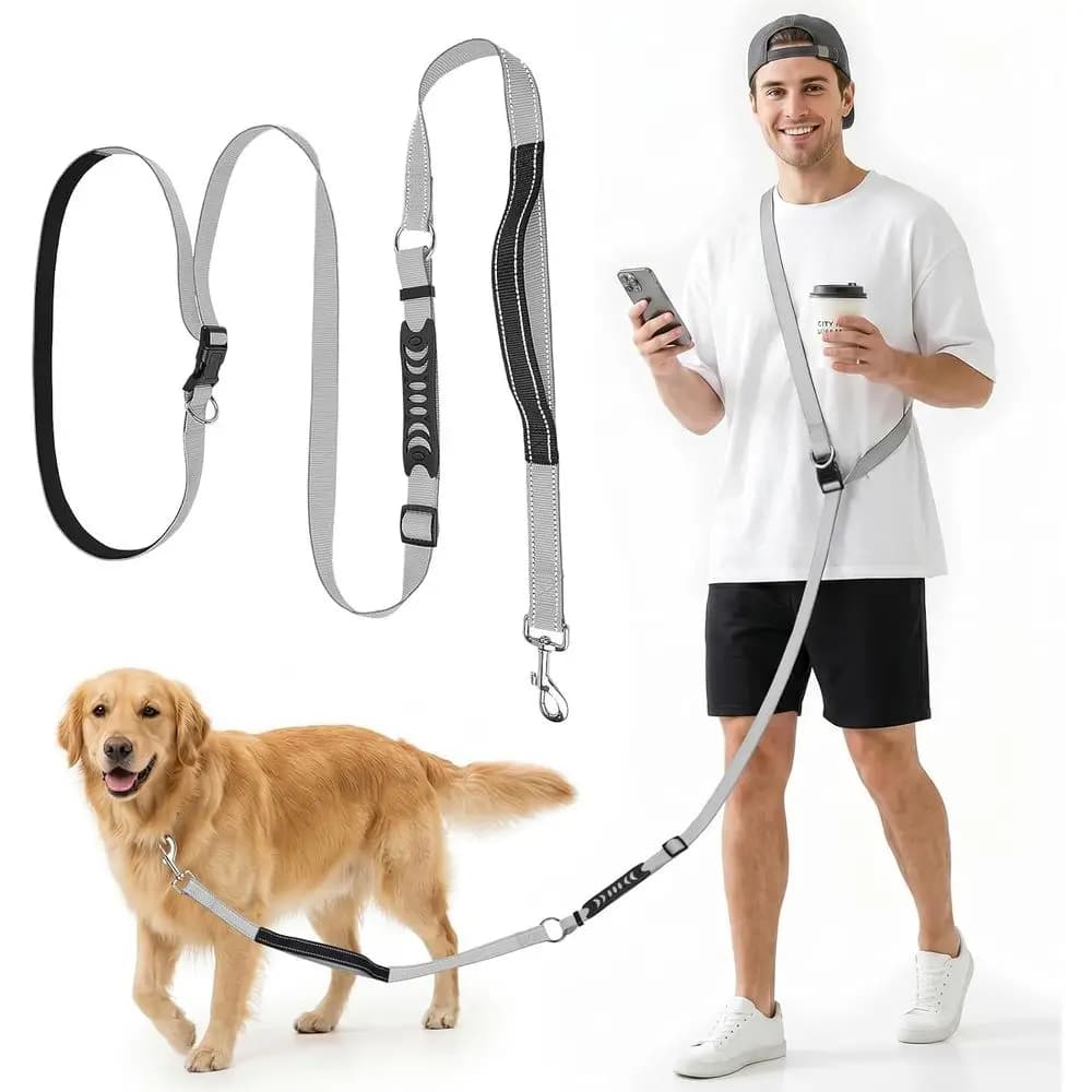 Retractable Dog Leash, Tile Body, 5.9-7.9ft Waist Belt with Double Handles for Small Medium and Large Dogs Walking, Running, and