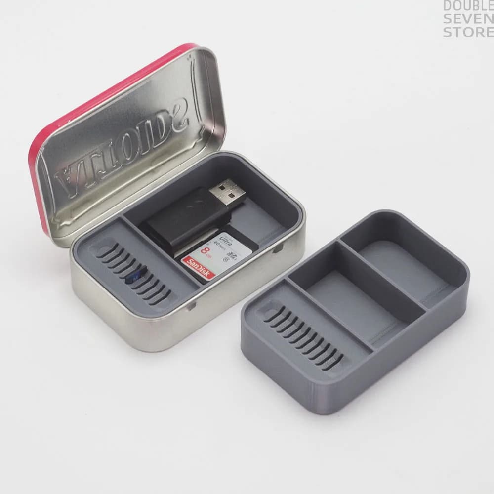 Scatola portaoggetti per scheda di memoria Micro SD Inserto per vassoio in latta Altoids per 10 carte o lettore, trasferimento