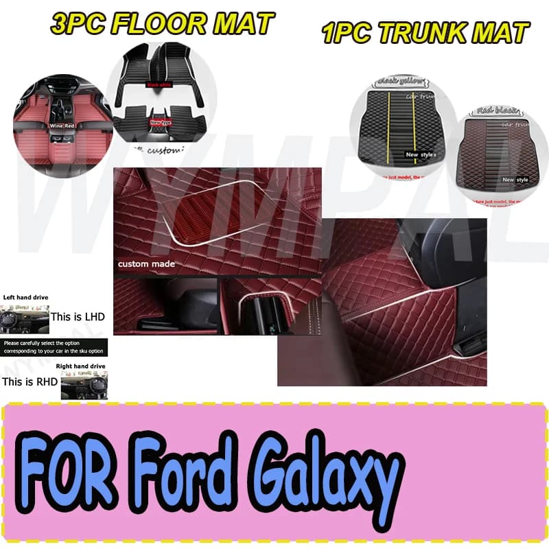 LUXURY Car Floor Mats For Ford Galaxy Mk IV 3 2016~2019 7seat Car Floor Mat Car Mat Car Accessories