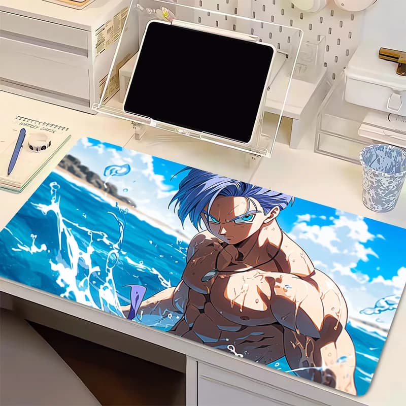 Tappetino per Mouse da Gaming DBZ Dragon Ball Trunks in Gomma XXL, Tappetino per Computer, Tappeto Anime, Accessori per Tastiera Gamer, Tappetino da Tavolo