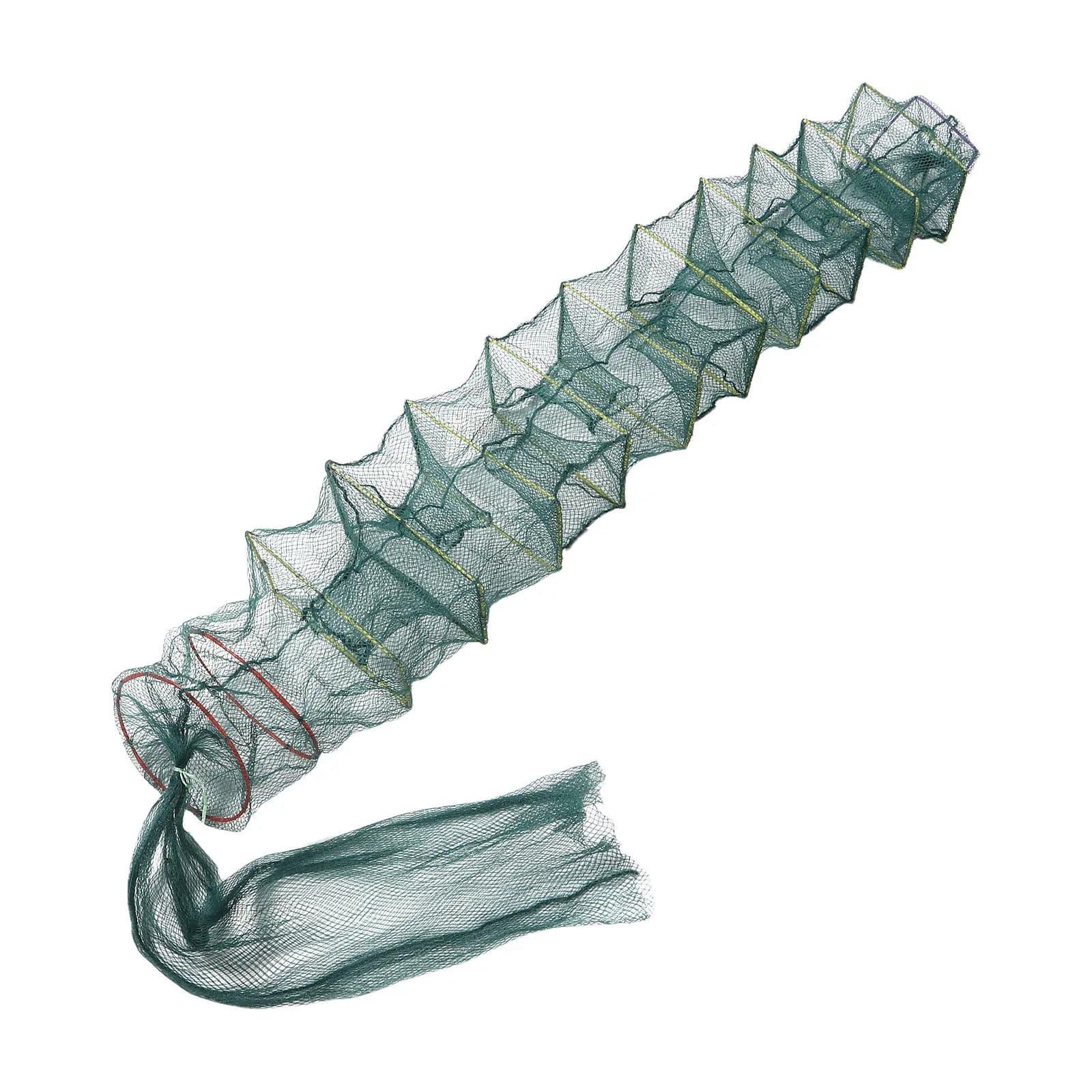 Nassa Pieghevole in Nylon per Pesci, Trappola Pieghevole per Gamberi, Cesto da Pesca Portatile Multistrato per la Cattura di Gamberetti e Gamberi di Fiume in Laghi e Fiumi