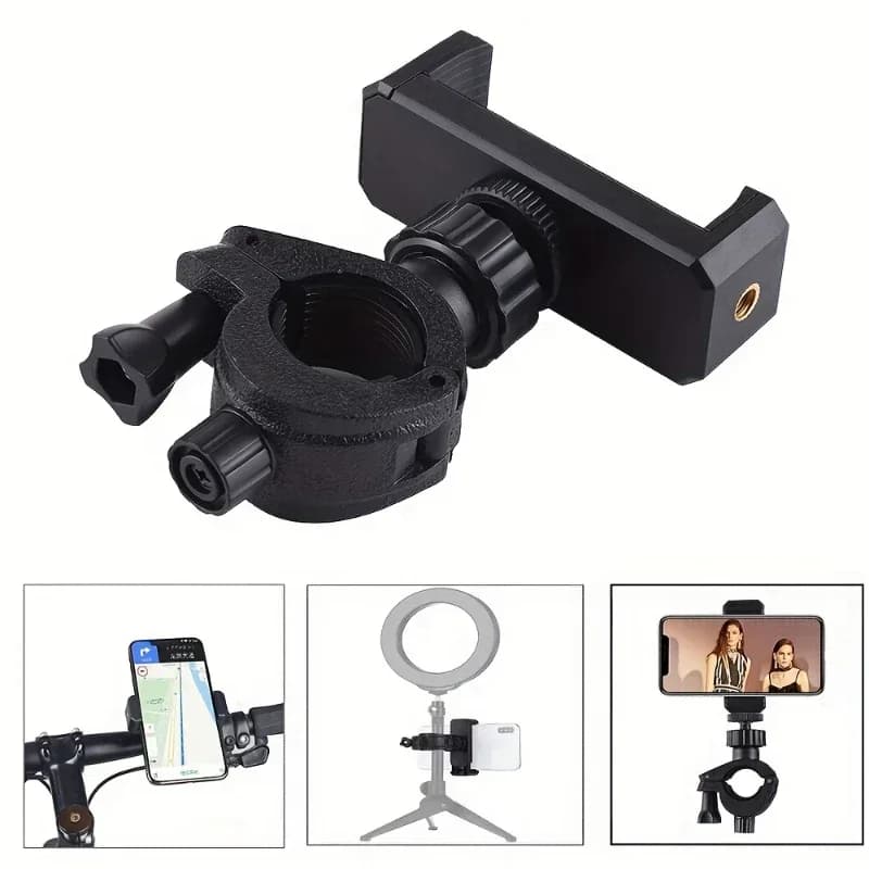 Staffa per streaming live del telefono 360 ° Staffa rotante Supporto per bicicletta Morsetto Fotografia Treppiede Selfie Stick Accessori per supporto aggiunti