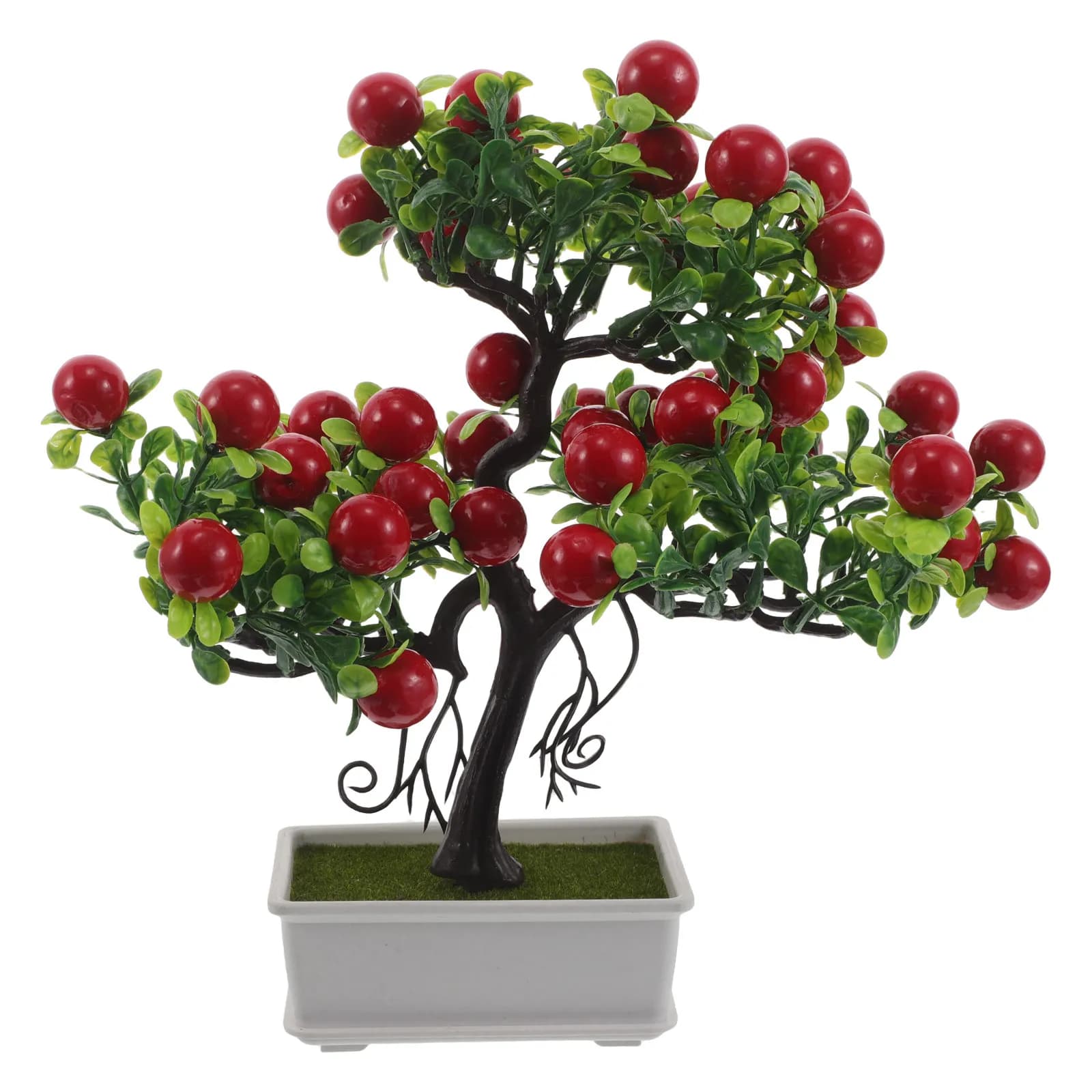 Bonsai Artificiale Realistico con Frutta, Pianta in Vaso Decorativa per Soggiorno, Cucina, Ufficio, Centrotavola, Simulazione