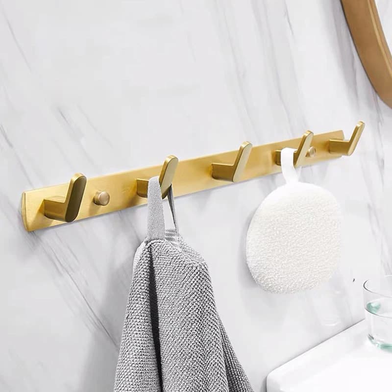Gancio appendiabiti in oro spazzolato Gancio appendiabiti spazzolato Ganci da parete Hardware per il bagno Ganci per porte Protable Facile da installare 1 pz