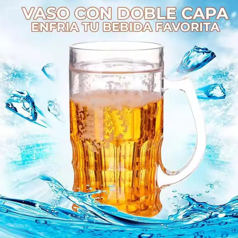 1/2 Pezzi Bicchiere da Birra Doppio con Manico, Tazza Trasparente Spessa Effetto Mezzanino per Feste, Barbecue, Vacanze - Design Creativo e Accattivante