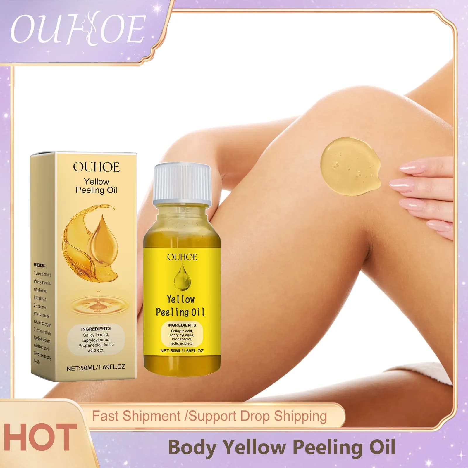Olio Peeling giallo pelle scura sbiancante rimozione della pelle morta macchie scure schiarenti rimuovi le gambe del braccio melanina olio Peeling esfoliante