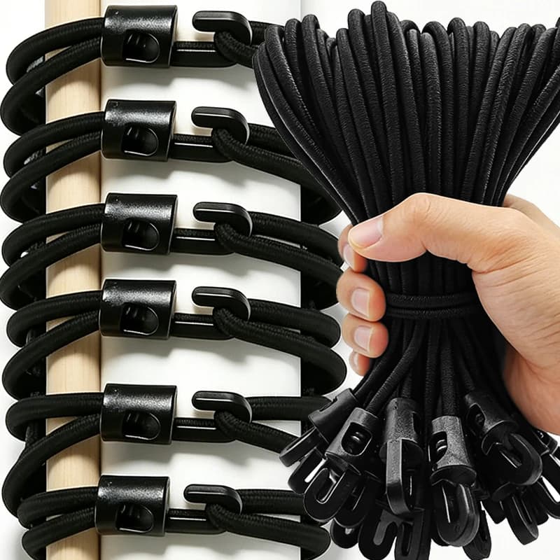 10/15/25cm High Elasticity Expander Ropes Fixed Ties with Hooks for Camping Tarpaulins Luggage Bikes Cars Tents Cord Bungee Rope