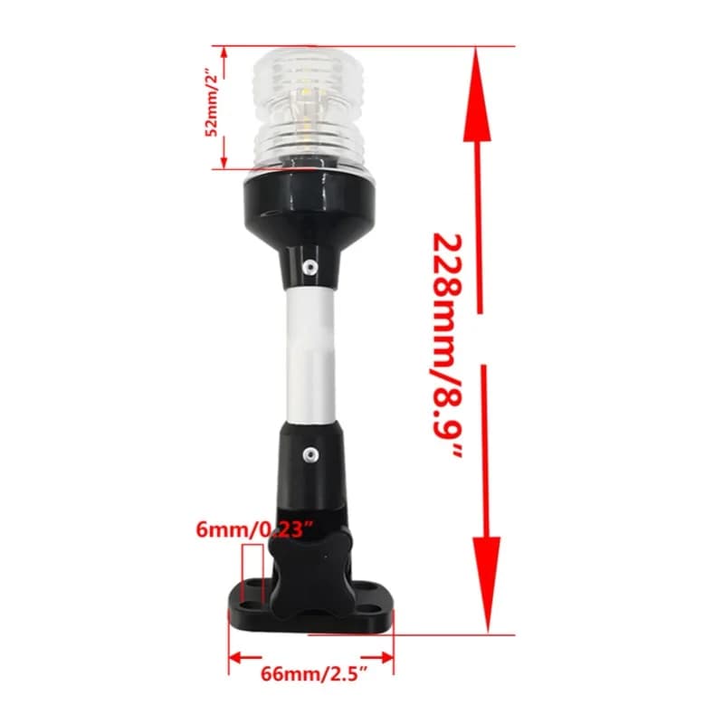 Luce di navigazione per barche a LED pieghevole da 360 gradi per luce di ancoraggio marina per yacht 12 ~ 24 V Luce di segnalazione per vela Accessori per barche
