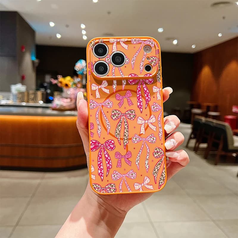 Per iPhone 13 Pro Max Bow Knots Strawberry Pattern Per iPhone 11 12 Pro Per Magsafe Magnetic Shockproof Matte Bumper Capa