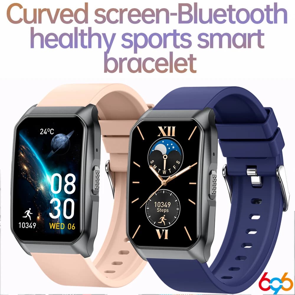 1.57' Schermo curvo Monitor sanitario Smart Watch SOS Temperatura corporea Impermeabile Dente blu Chiamata Smartwatch Uomo Donna Cura remota