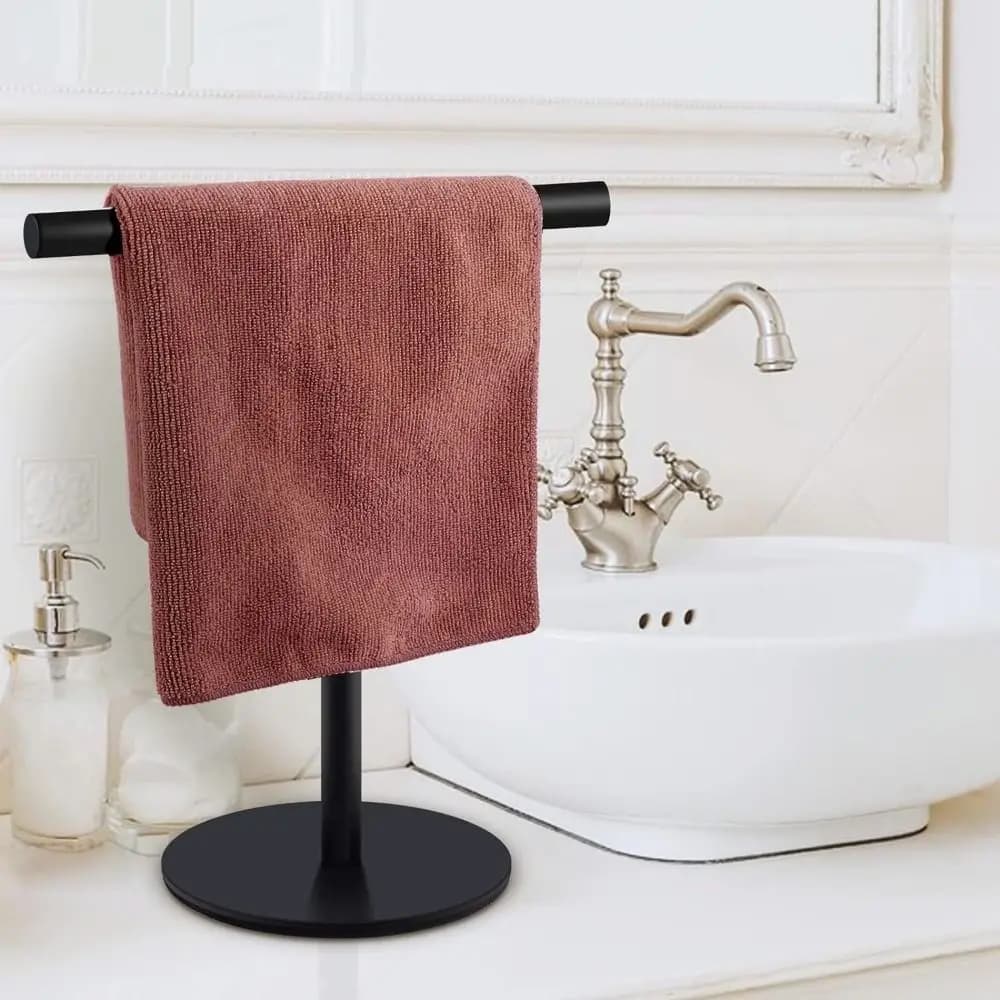 Portasciugamani da Bagno in Acciaio Inox, Stile Moderno, Barra Portasciugamani Mobile a Forma di T, Antiruggine, Porta Asciugamani da Appoggio
